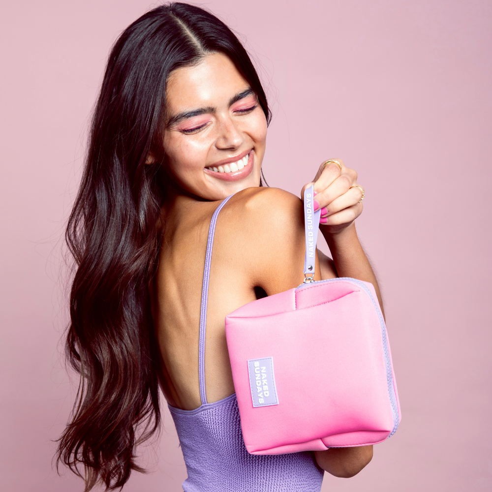 Luxe Pink Neoprene Purse model1
