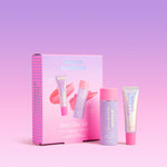 Naked Sundays Rosy Glow Kit with pink SPF50 Glow Balm stick and PoutScreen lip treatment in a matching gift box