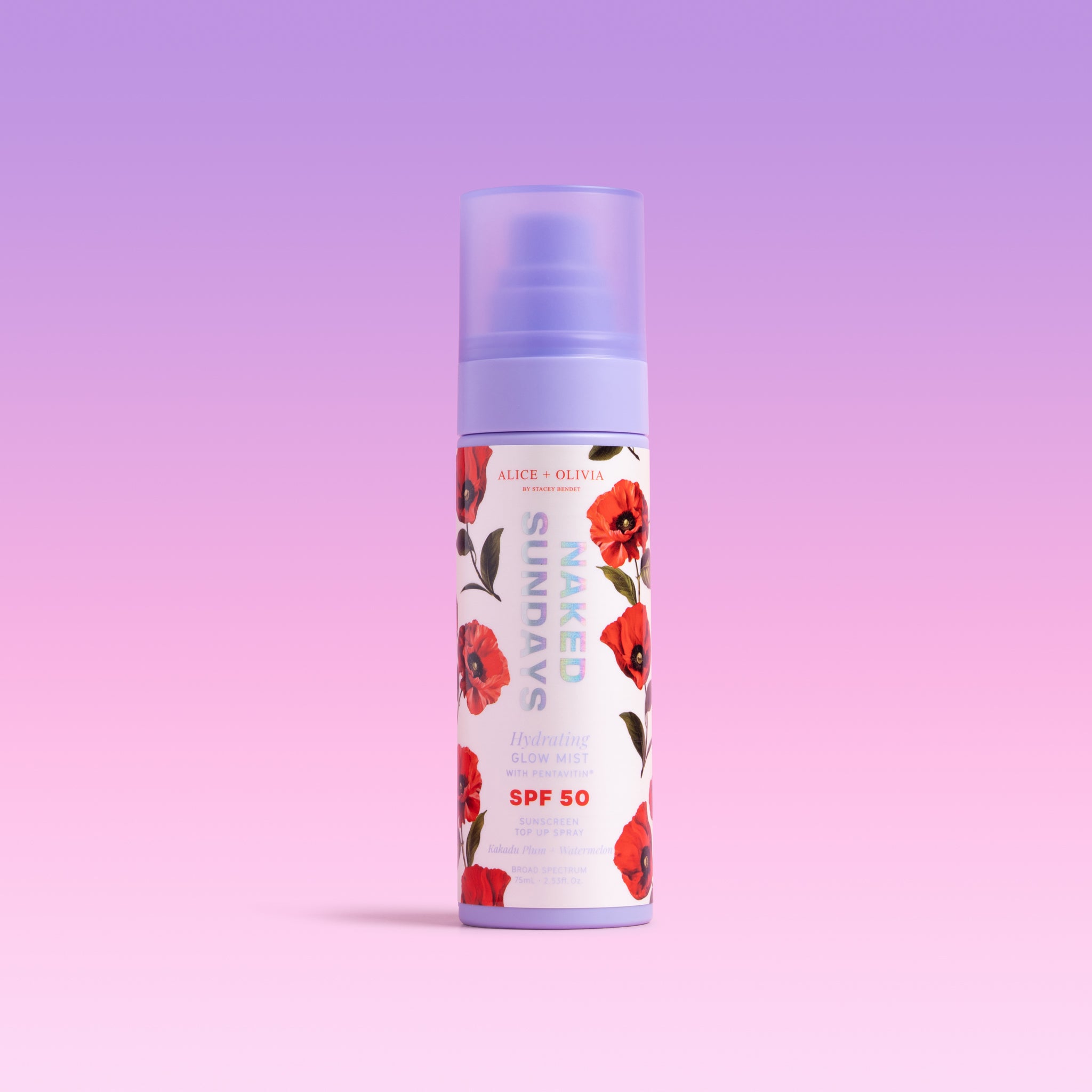Naked Sundays x Alice & Olivia Hydrating Glow Mist limited edition bottle with flowers