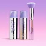 CabanaClear & Cabanaclear and holo brush with 'Naked Sundays' branding on a pink background