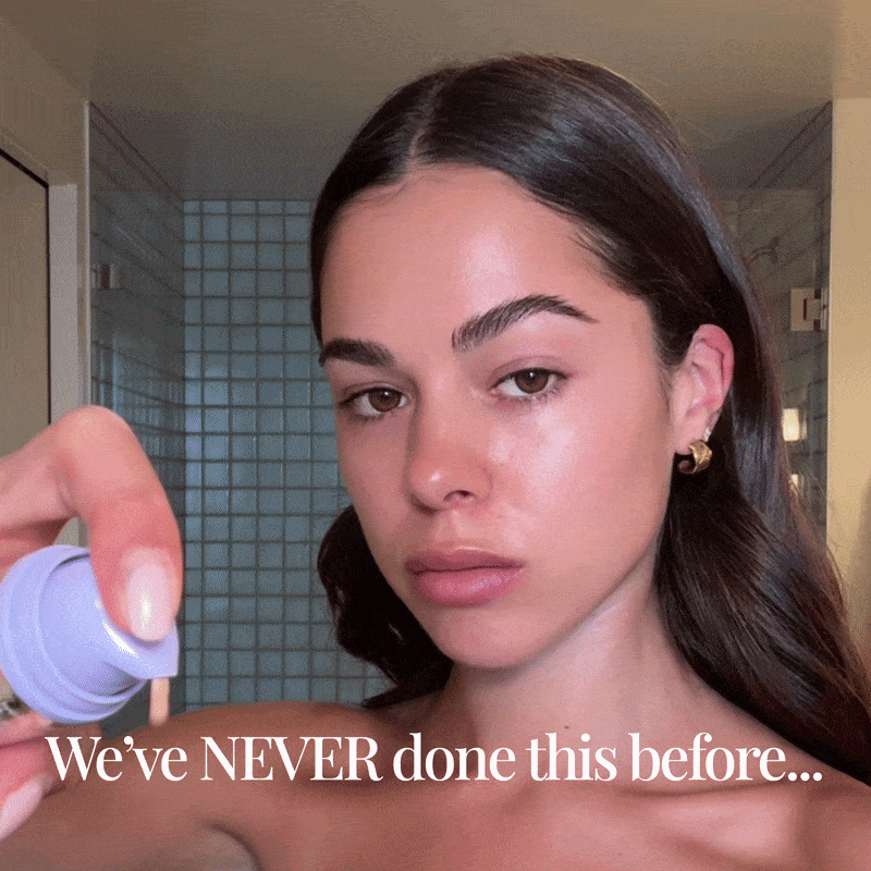 Girl applying Naked Sundays SPF Serum to her face with SPF BFF Brush